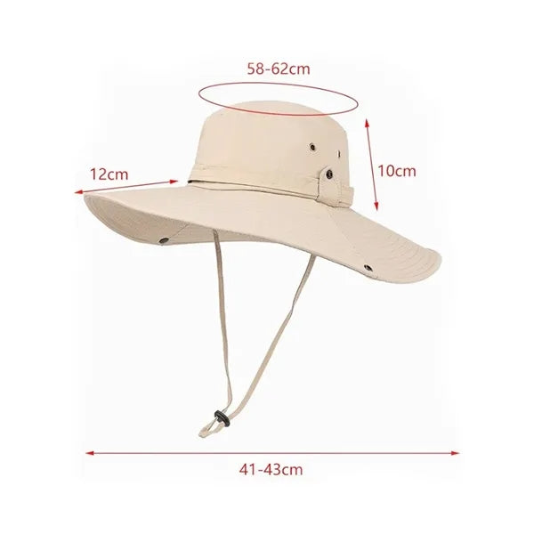 Outdoor Sun Hat with Adjustable Strap and Foldable Design