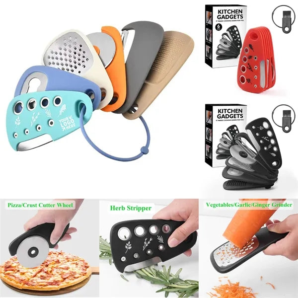 Compact 6-in-1 Kitchen Gadget Set w/ Stainless Steel Blades