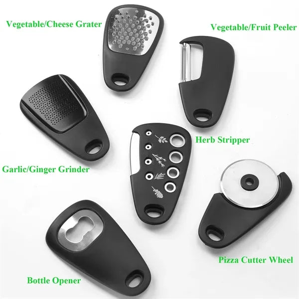 Compact 6-in-1 Kitchen Gadget Set w/ Stainless Steel Blades