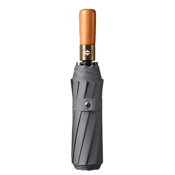 46 Inch Arc Foldable Umbrella with Wooden Handle