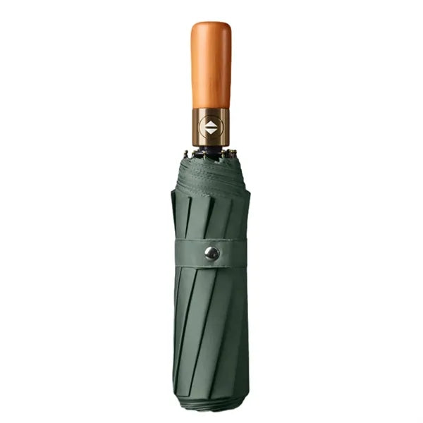 46 Inch Arc Foldable Umbrella with Wooden Handle