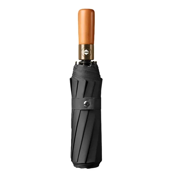 46 Inch Arc Foldable Umbrella with Wooden Handle