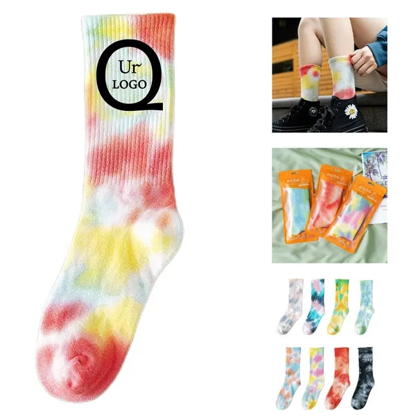 Tie-Dyed Color Mid-Tube Socks