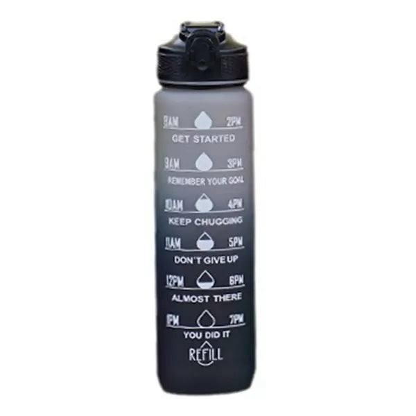 33.8Oz Plastic Time Mark Water Bottle W/ Lanyard