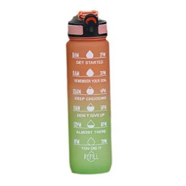 33.8Oz Plastic Time Mark Water Bottle W/ Lanyard