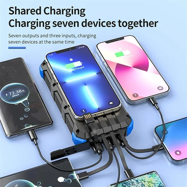 Solar Charger Power Bank Built-in 4 Cables 36800mAh