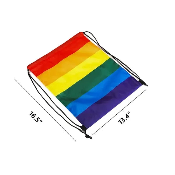 LGBT Pride Rainbow Polyester Drawstring String Bag