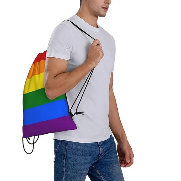 LGBT Pride Rainbow Polyester Drawstring String Bag
