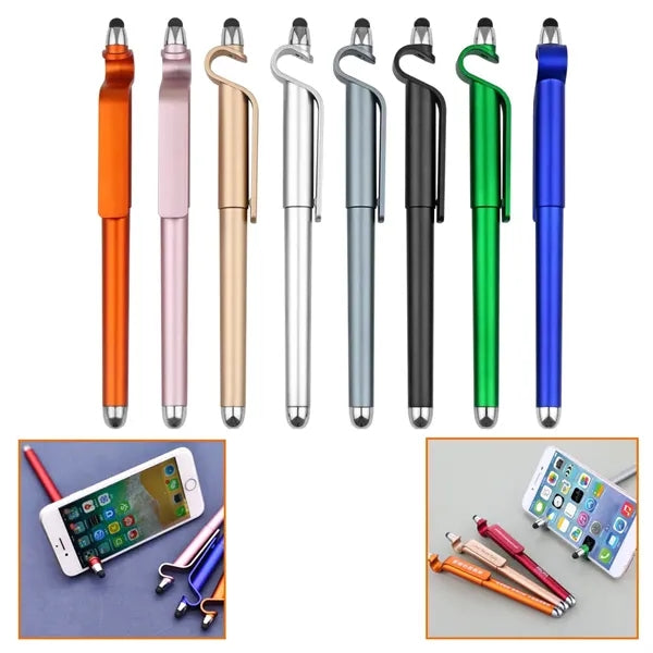 Multi Functional Plastic Stylus Pen With Phone Stand