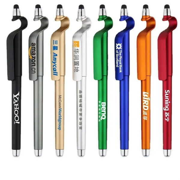 Multi Functional Plastic Stylus Pen With Phone Stand