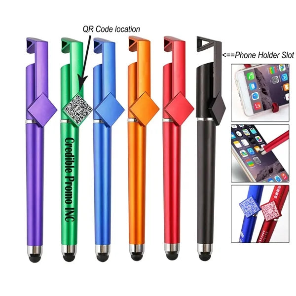 3 In One Multi Functional Plastic QR Code Stylus Pen With Ph