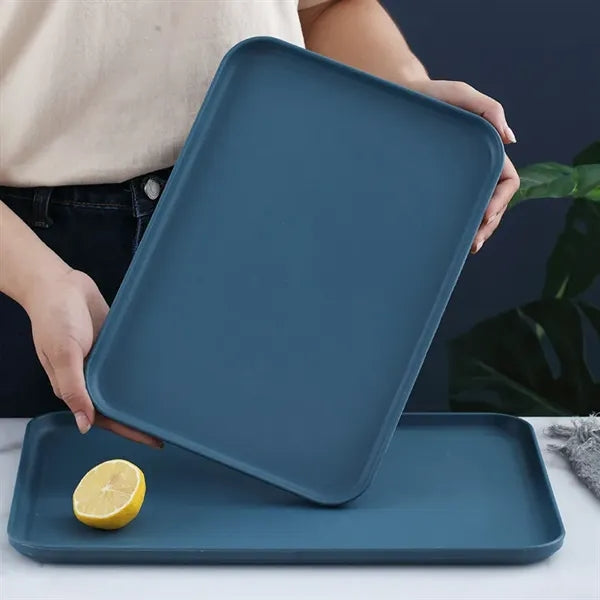 Wheat Straw Rectangular Serving Tray for Tea Snacks and Prep