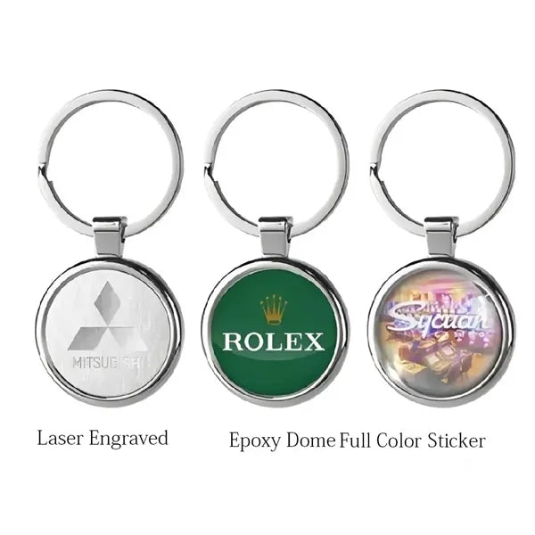 Round Satin Metal Keychain