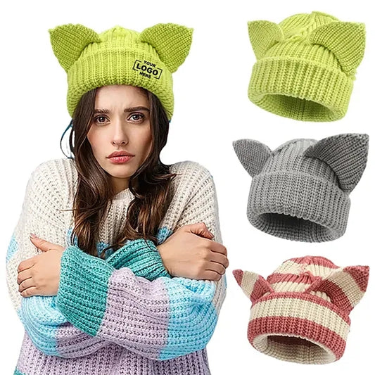 Adult Knitted Hat With Cats Ears