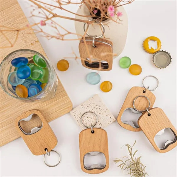 Wooden Bottle Opener Keychain For Beer Outdoor Travel Use