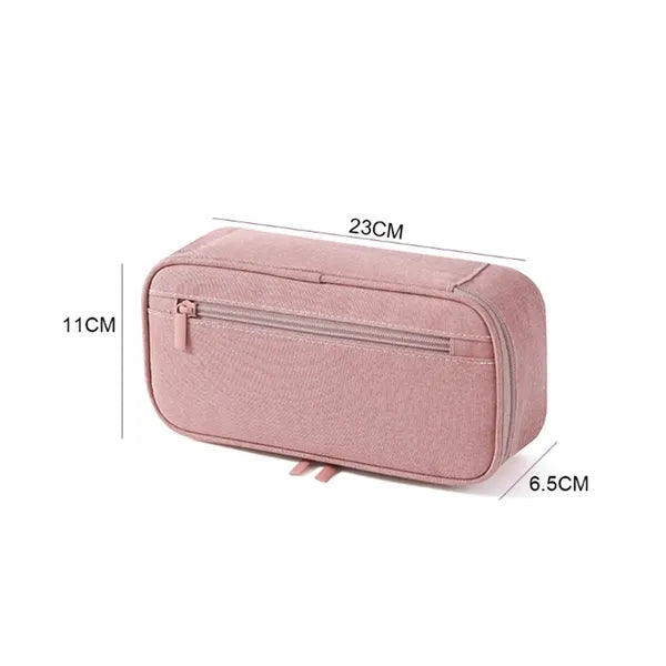 Large Capacity Canvas Pencil Case with Zipper Closure