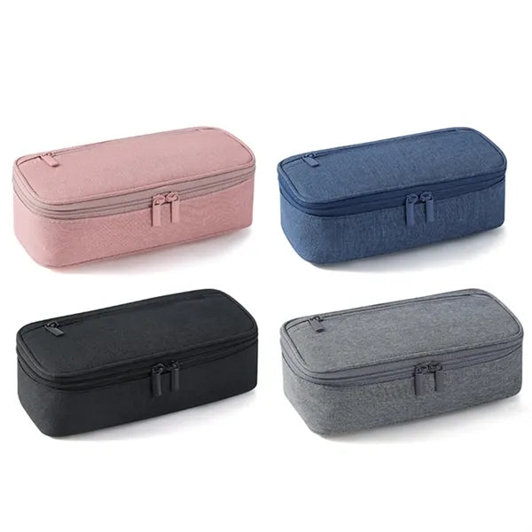 Large Capacity Canvas Pencil Case with Zipper Closure