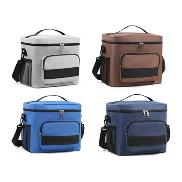 Insulated Cooler Lunch Bag with Zipper & Adjustable Strap