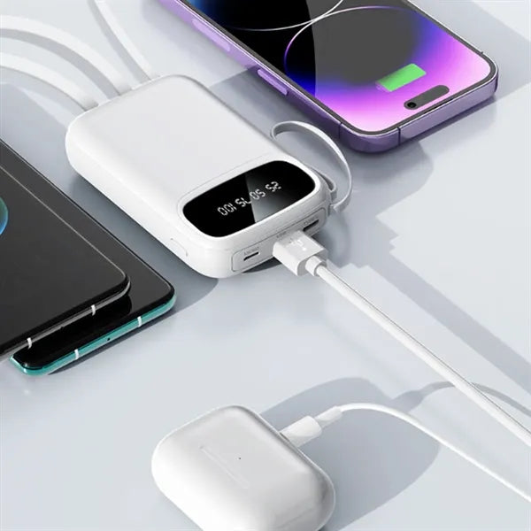 Portable Power Bank w/ Built in Cables and Multiple Outputs
