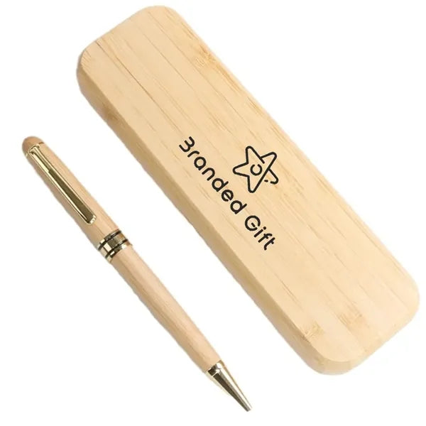 Bamboo Wood Pen & Case Set