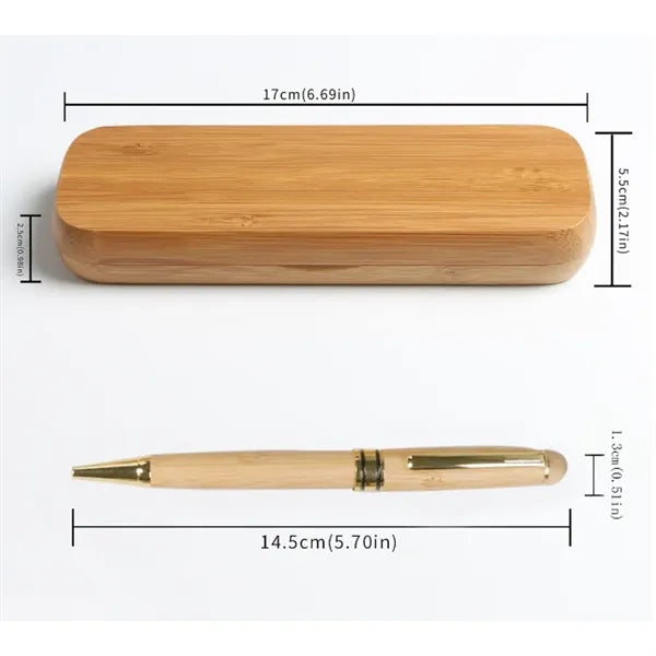 Bamboo Wood Pen & Case Set