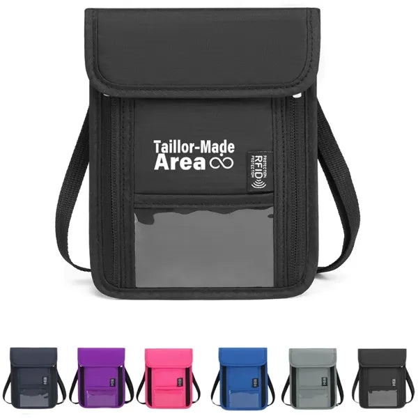 RFID Blocking Passport Holder Travel Black Neck Wallet Pouch
