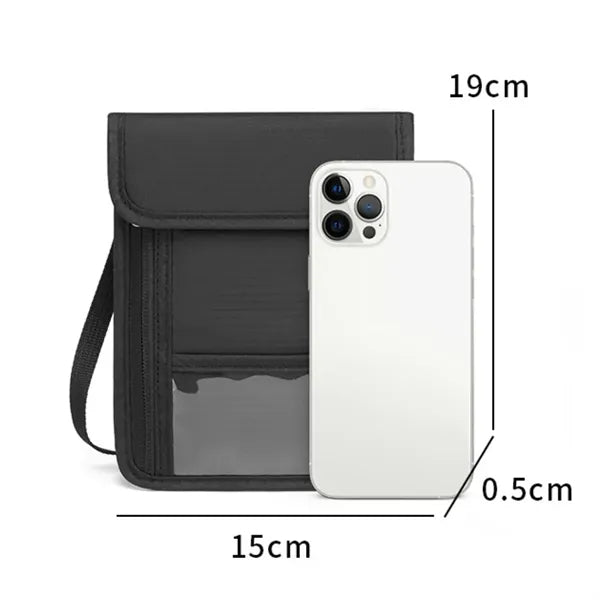 RFID Blocking Passport Holder Travel Black Neck Wallet Pouch