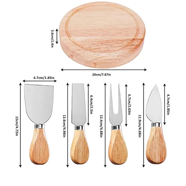 Round Cheese Board Cutlery Set