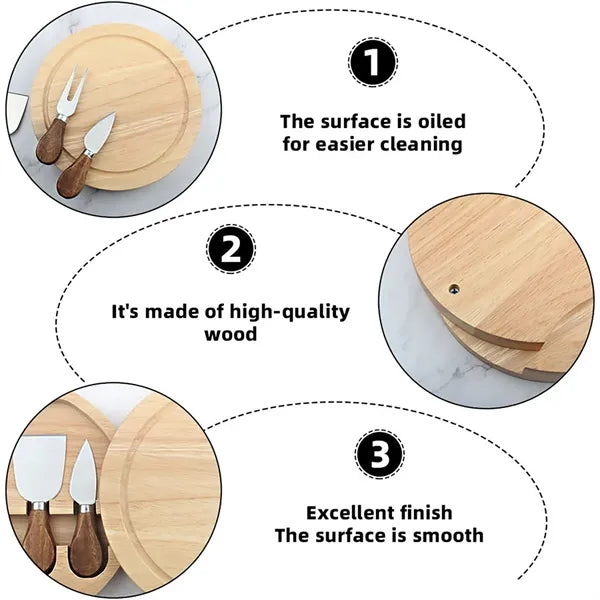 Round Cheese Board Cutlery Set