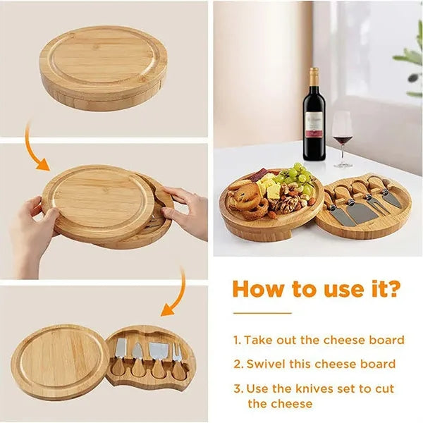 Round Cheese Board Cutlery Set