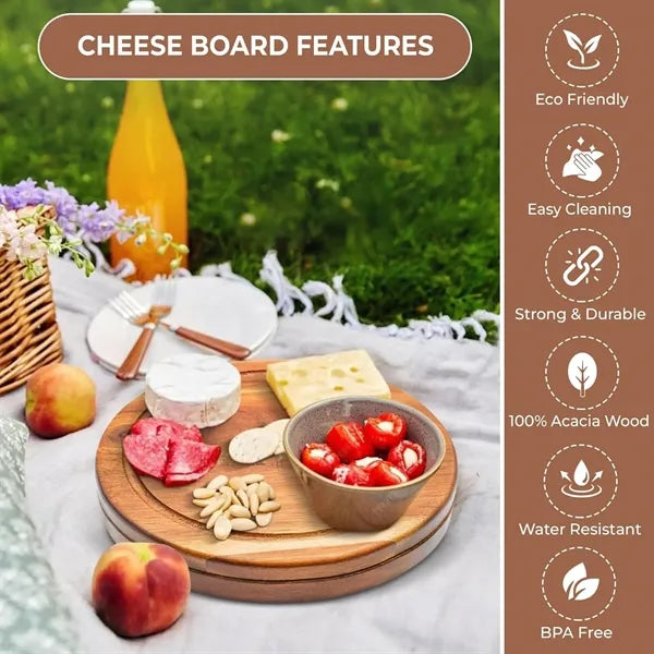 Round Cheese Board Cutlery Set