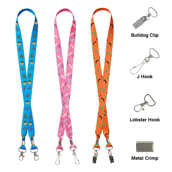 3/4" Custom Open Ended Polyester Lanyard w/ Badge Holder