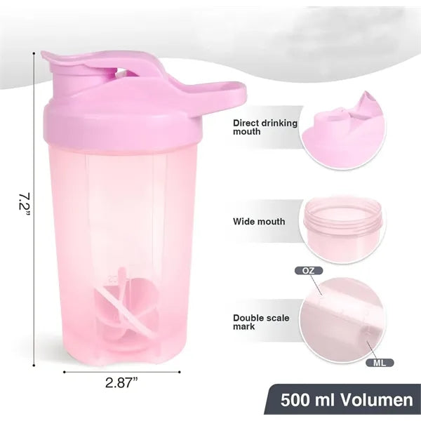 17.6oz Gym Protein Mixing Shaker Bottle