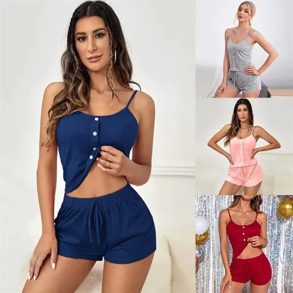 Button Front Cami & Drawstring Shorts