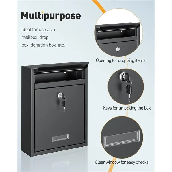 Wall Mount Mailbox with Key Lock