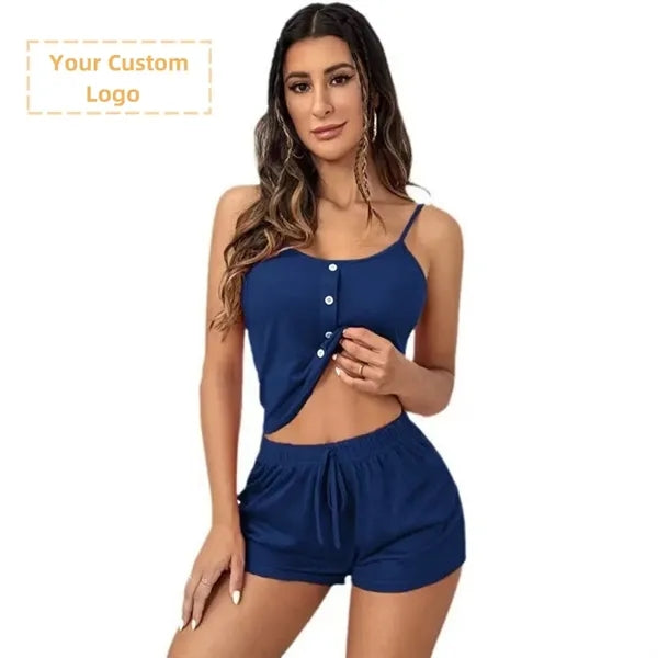 Button Front Cami & Drawstring Shorts