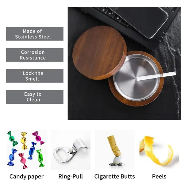 Wooden Ashtray with Lid