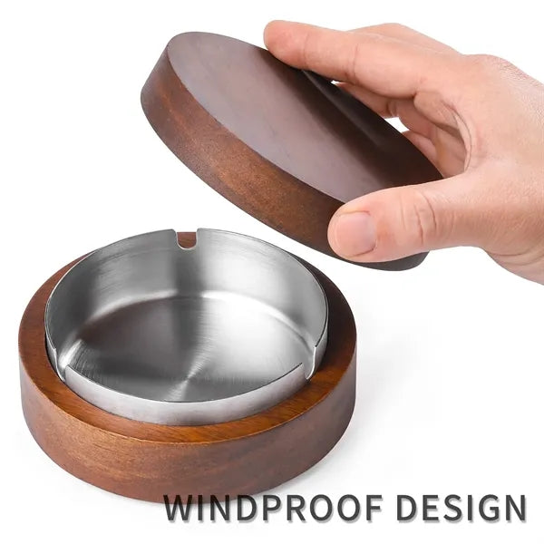 Wooden Ashtray with Lid