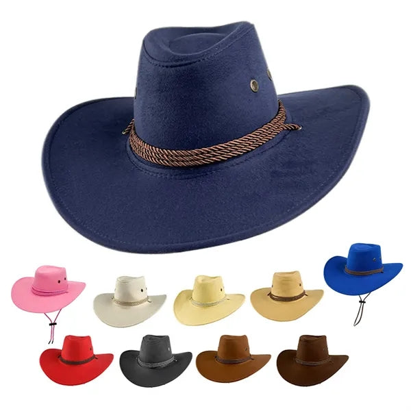 Faux Felt Leather Western Cowboy Hat