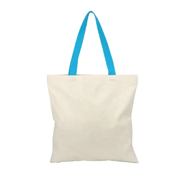 Square 6 Oz. Cotton Canvas Tote Bag with Multi-Color Handles