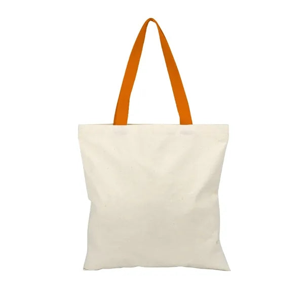 Square 6 Oz. Cotton Canvas Tote Bag with Multi-Color Handles