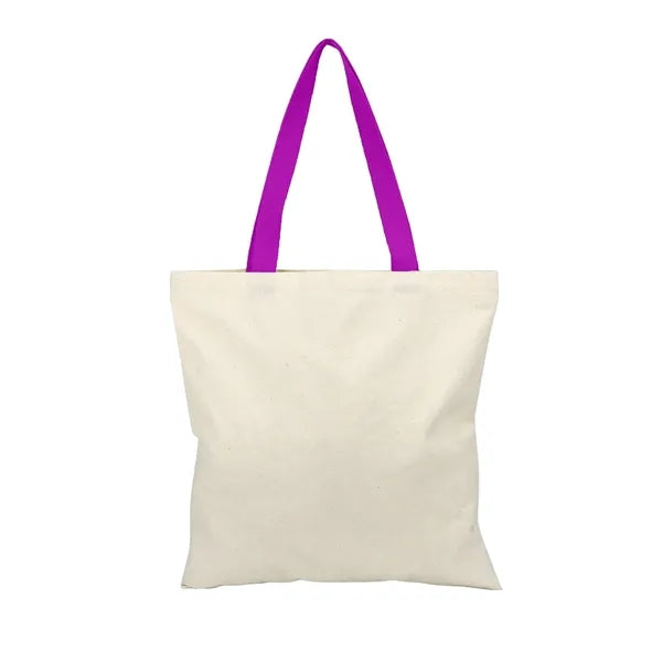Square 6 Oz. Cotton Canvas Tote Bag with Multi-Color Handles