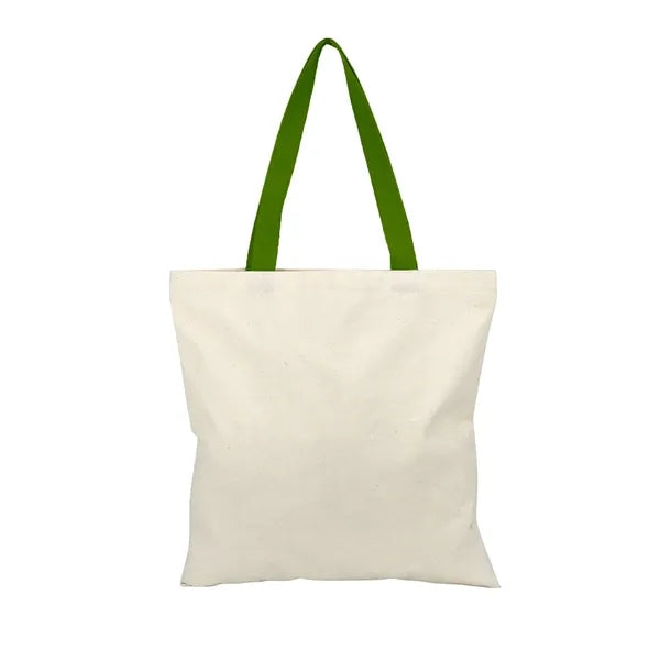 Square 6 Oz. Cotton Canvas Tote Bag with Multi-Color Handles
