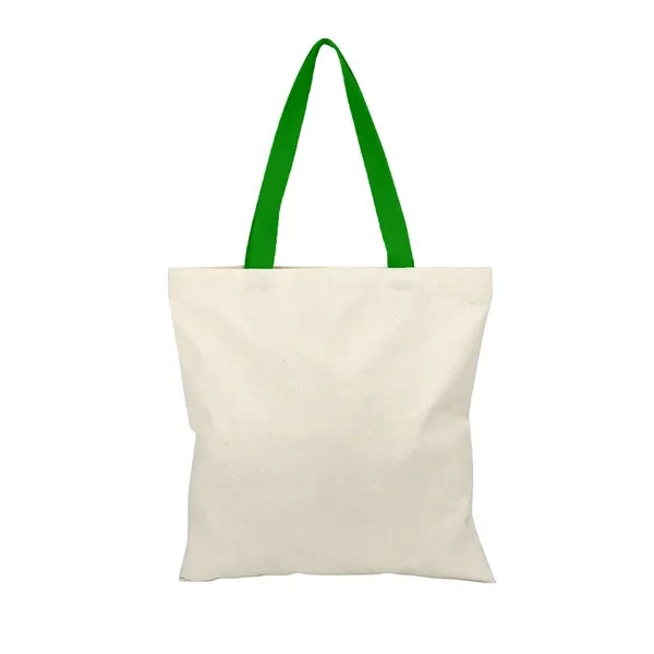 Square 6 Oz. Cotton Canvas Tote Bag with Multi-Color Handles