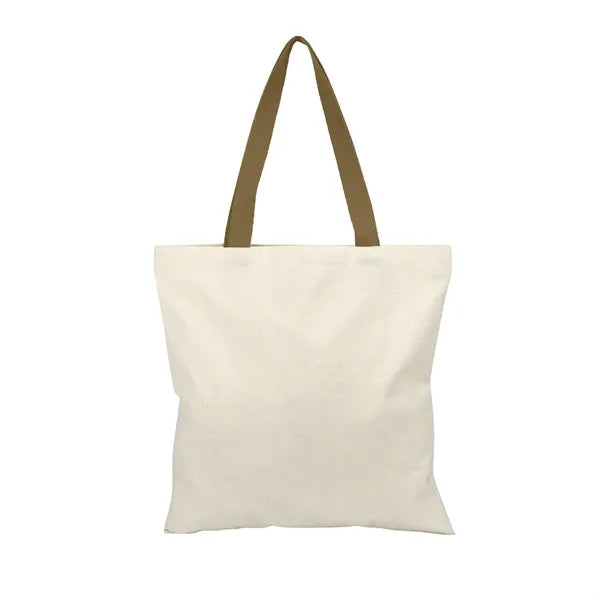 Square 6 Oz. Cotton Canvas Tote Bag with Multi-Color Handles