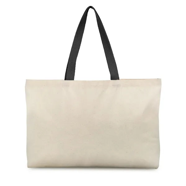 Wide Opening 6 Oz. Cotton Canvas Tote w/ Multi-Color Handles