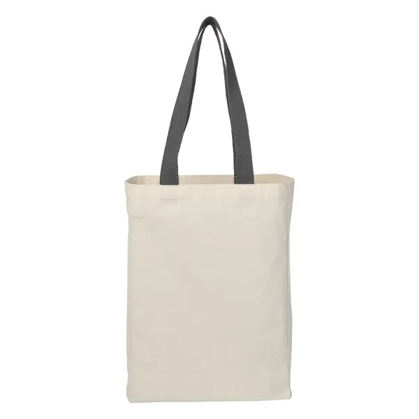 6 Oz. Natural Canvas Tote Bag with Colorful Handles