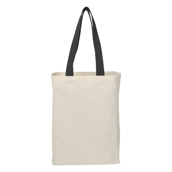 6 Oz. Natural Canvas Tote Bag with Colorful Handles