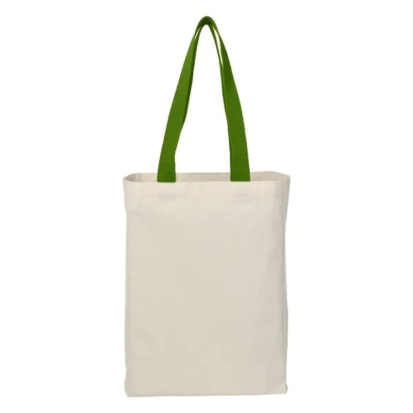 6 Oz. Natural Canvas Tote Bag with Colorful Handles