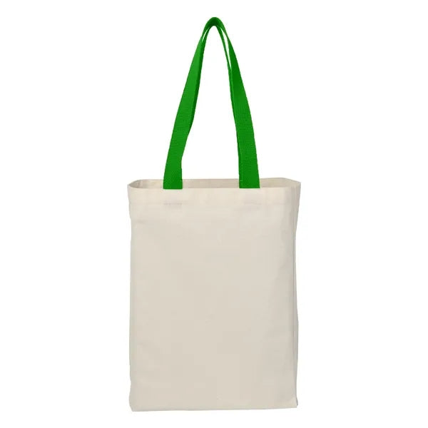 6 Oz. Natural Canvas Tote Bag with Colorful Handles